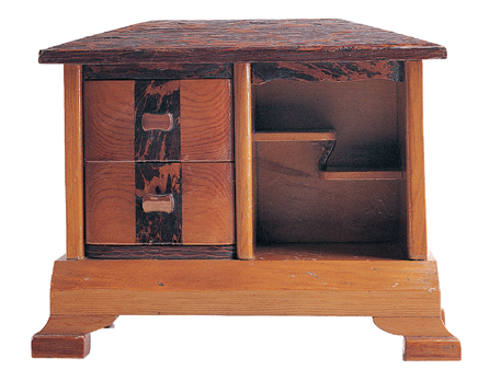 Frank Kosugi, while interned at Rohwer, Ark., fashioned this very fine miniature "Japanese-style display cabinet†out of scrap wood, and then shellacked it. It measures 9½ by 8 by 4½ inches. Kosugi family collection.