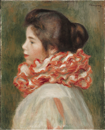 Pierre-Auguste Renoir (French, 1841‱919), "Girl in a Red Ruff,†1896, oil on canvas, 16¼ by 13 1/8  inches. Philadelphia Museum of Art, bequest of Charlotte Dorrance Wright, 1978. 
