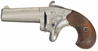 A rare A.M. Sterling marked solid sterling silver Colt second model derringer pistol was a standout when it attained $69,000.