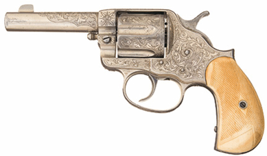 The leader among Colts was this Gustave Young factory engraved, J.P. Lower shipped Colt Model 1878 sheriff model double-action revolver that got close to its high estimate, selling for $46,000.