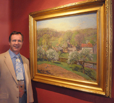 Jeffrey Cooley, with a Woodbury, Conn., scene by Willard Metcalf. The Cooley Gallery, Old Lyme, Conn.