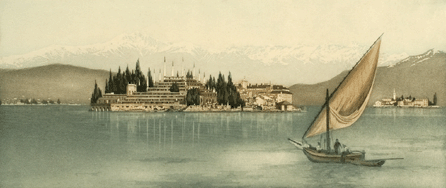 John Taylor Arms (American, 1887‱953), "Isola Bella, Lago Maggiore,†1920, color etching with aquatint on paper, ed 6/100. 