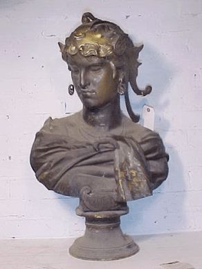 A bronze bust of "Dalila,†signed Mercie (Marius Jean Antonin Mercie), Rome, 1871, realized $4,255.
