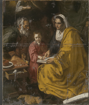 Attributed to Diego Velazquez, "The Education of the Virgin,†circa 1617‱8, oil on canvas. Yale University Art Gallery.