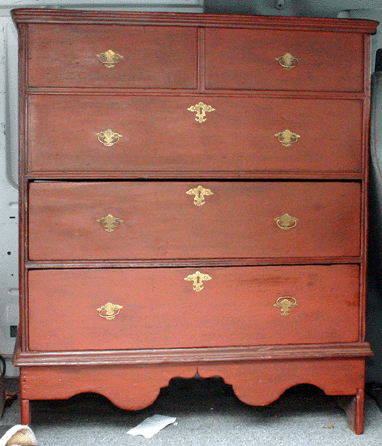Derik Pulito left this Eighteenth Century chest in the van for customers to inspect.