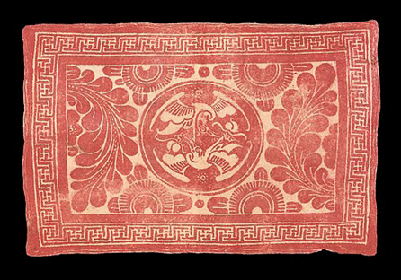 Felt rug, Fifteenth⁓eventeenth Century, Mongolia, wool, felt, stencil-resist dyed. Gift of Peter Lyman.