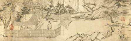 Qiao Zhongchang, Chinese (active late Eleventh⁥arly Twelfth Century), "Illustration to the 'Second Prose Poem on the Red Cliff,'" Eleventh⁥arly Twelfth Century. Handscroll, ink on paper. Purchase: Nelson Gallery Foundation. 