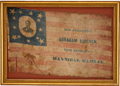 This Abraham Lincoln campaign flag realized $33,460.