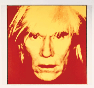 Throughout his career, Warhol made self-likenesses, suggesting his vulnerability and lack of self-confidence. This 1986 "Self-Portrait†in acrylic and silkscreen ink on linen and measuring 40 by 40 inches captures his piercing eyes, chalky skin, shaggy white hair, haggard appearance and increasingly haunted look in the year before he died. Mugrabi collection, ©2010 The Andy Warhol Foundation for the Visual Arts/Artists Rights Society (ARS), New York City.