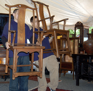 Bidders really appreciated a pair of Chinese elm wood Southern official's hat chairs that achieved $10,350.