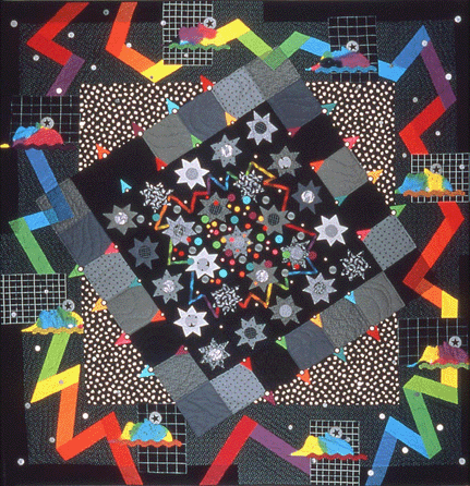 Faye Anderson, "R.E.M.,†1990, 100 percent cotton fabric, hand dyed by Debra Lunn, machine pieced, hand appliquéd, and hand quilted' 99½ by 96½ inches. 