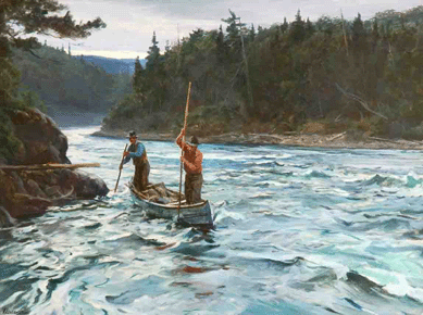 Setting a new world record for the artist, "The Rapids,†1938, an oil on canvas by Ogden M. Pleissner (1905‱983), realized $345,000.