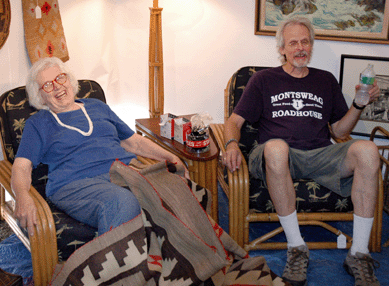 Nancy Prince and James Lefurgy try out their bamboo armchairs.