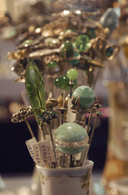 Colorful antique Victorian hatpins filled the booth of A Touch of Glass, Verona, N.J.