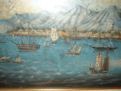 This early painting of a Chinese seaport went out at $3,640.