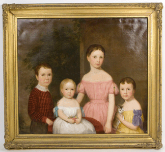 Attributed to John Beale Bordley II, an oil on canvas family portrait finished at $6,900.