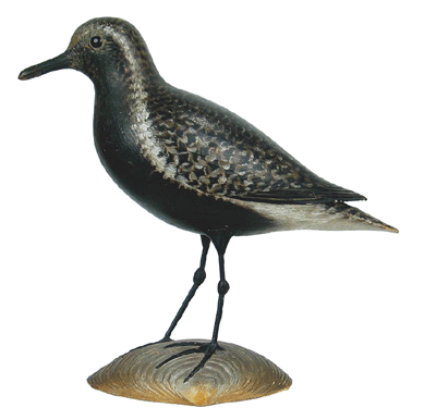 Superb and very early, this decorative carved wing black-bellied plover by Elmer Crowell flew to $43,125.