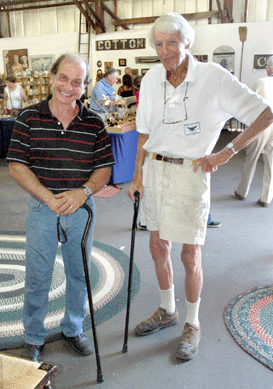 Jack Geishen of Chesterfield Antiques, Chesterfield, Mass., right, was doing a cane swap with Peter Mavris.