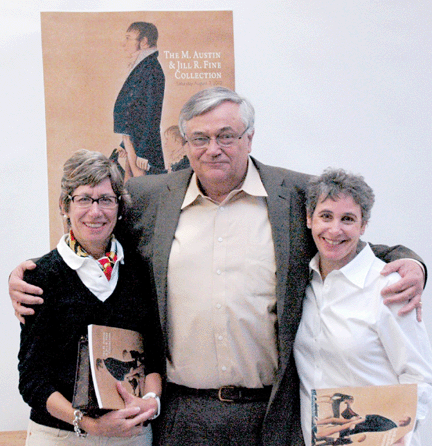 Ron Bourgeault, president and chief auctioneer at Northeast Auctions, flanked by the Fine girls, Kathy Knight on the left and Barbara Dowling. ⁓mith photo