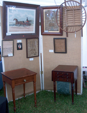 Three dealers together in one tented booth were Rebecca Hare, Michael Haskins and Douglas Hare, all trading from a shop in Palmyra, N.Y.