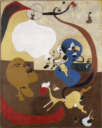 Joan Miró (Spanish, 1893‱983), "Dutch Interior (II),†summer 1928, oil on canvas, 36 1/8 by 28¾ inches. Peggy Guggenheim Collection, Venice. ©2010 Successió Miró / Artists Rights Society (ARS), New York / ADAGP, Paris.