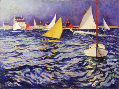 The oil on canvas by Haley Lever titled "Sailing at Marblehead†realized $37,950.