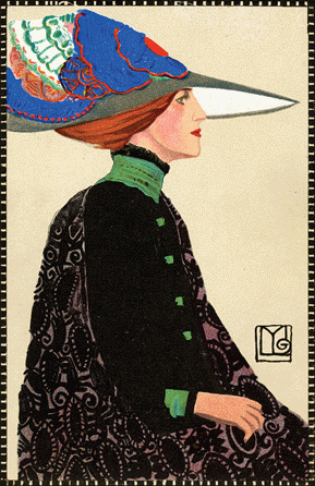 Maria Likarz-Strauss (1893‱971), "Fashion,†Wiener Werkstätte postcard 557, chromolithograph, 1911.