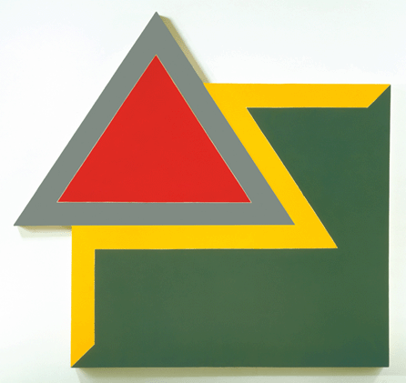 Frank Stella, "Chocorua IV,†1966, fluorescent alkyd and epoxy paints on canvas, 120 by 128 by 4 inches. Hood Museum of Art, Dartmouth College, purchased through the Miriam and Sidney Stoneman Acquisitions Fund, a gift from Judson and Carol Bemis '76, and gifts from the Lathrop Fellows in honor of Brian Kennedy, director of the Hood Museum of Art, 2005′010. ©2010 Frank Stella / Artists Rights Society (ARS), New York City, Steven Sloman photo.