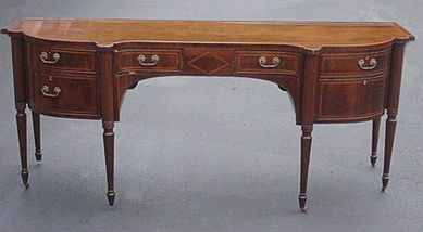 An 1810 regency mahogany sideboard with inlay, 91 ½ by 32½ by 37¼ inches, had been exhibited in 1944. It quickly advanced from a $200 opening to a final price of $3,565, selling to an in-house bidder. 