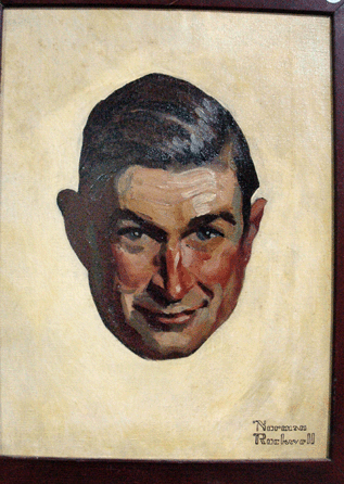 This Norman Rockwell study of Will Rogers, American humorist and showman, was the sale's top lot, selling for $40,250 to a dealer in the room. The 16-by-12-inch oil on canvas was signed on the lower right.