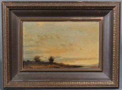 Albert Bierstadt, "Western Sunset,†oil on board, 8 by 12 inches, made $18,400.