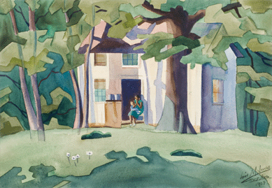 During a year teaching in the South, Jones recorded life around her in a series of muted watercolors, including "Sedalia, North Carolina,†1929. Collection of Drs Christopher and Marilyn Chapman.