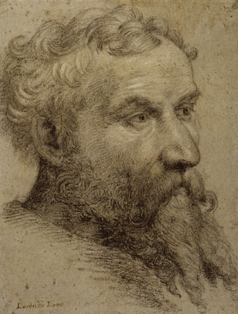 The Lorenzo Lotto "Portrait of a Bearded Man,†circa 1535‱540, was executed in black and white chalk on slightly faded blue-gray paper during the time he lived in various places in The Marches. The sitter resembles Bartolomeo Carpan, Viennese goldsmith and close friend of the artist. It was a museum purchase in 1966.