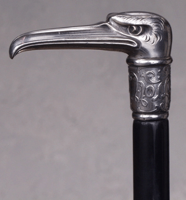 The Tiffany Art Nouveau sterling small eagle cane after cartoonist Thomas Nast's eagle brought $8,625 from an absentee bidder. 