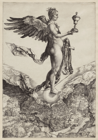Albrecht Dürer, "Nemesis (The Great Fortune),†circa 1502, engraving; Sterling and Francine Clark Art Institute.