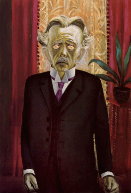 This haunting portrait of a Dresden psychiatrist, "Dr Heinrich Stadelmann,†1920, documents Dix's predilection for magnifying the idiosyncrasies of his sitters. Here, they include Stadelmann's watery green eyes, protruding ears, wild hairdo and somber formal attire. The Art Gallery of Canada, anonymous gift, 1969, donated by the Ontario Heritage Foundation, 1988.