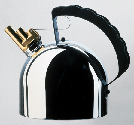 Richard Sapper's 9091 Kettle, 1983, is stainless steel, brass, 7½ by 6½ inches. Image courtesy of the Philadelphia Museum of Art.