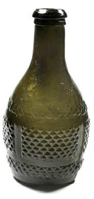 A rare size geometric half-pint bottle in the GII-3 pattern made at Keene.