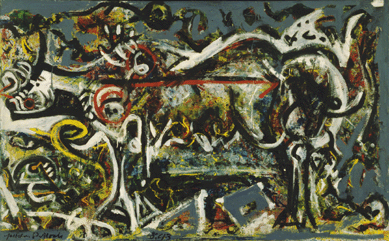 Jackson Pollock, one of the first Abstract Expressionists, painted this powerful canvas, "The She-Wolf,†in 1943. Given the artist's interest in mythology, it may allude to the Romulus and Remus myth about the founding of Rome. It was the first Pollock purchased by MoMA. 