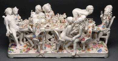 Chris Antemann, "Lust & Gluttony,†2008, porcelain, 10¾ by 25¾ by 11½ inches, museum purchase with funds provided by Nanette L. Laitman, 2008. ⁍ark LaMoreaux photo 