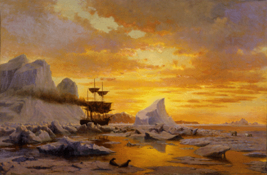 Large, luminescent oil on canvas paintings by the New Bedford-born artist William Bradford are stars of the museum's collection. "The Ice Dwellers Watching the Invaders†of 1870‷9 depicts the three-masted steam bark Panther off the northwest coast of Greenland, showing a distant land inhabited by polar bears and seals.