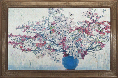 Jane Peterson's large and exuberant painting "Pink and White Dogwood,†circa 1925‴0, was a popular attraction at Hirschl & Adler.
