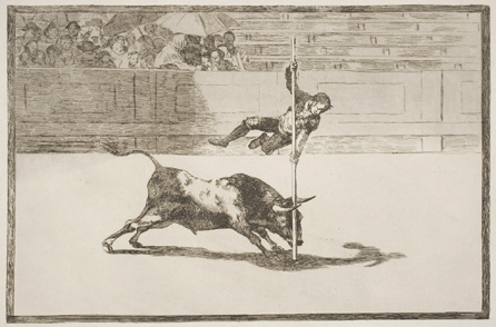 Francisco de Goya, "The Agility and Audacity of Juanito Apiñani in [the Ring] at Madrid,†from the series "La Tauromaquia (The Bullfight),†1816, etching and aquatint; Sarah C. Garver Fund, 1965.