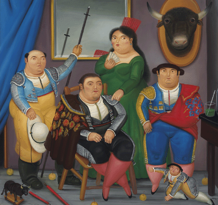 Fernando Botero (Columbian, b 1932), "Family Scene,‱985, oil on canvas, realized $1,706,500.