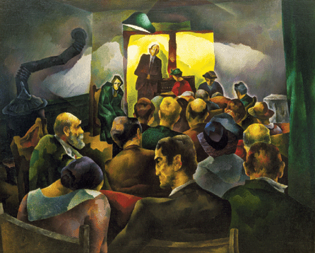 William S. Schwartz (1896‱977), "Come to Me All Ye That Are Heavy Laden,†1934, oil on canvas, 40 by 50 inches. James A. Michener Art Museum, gift of the John P. Horton estate.