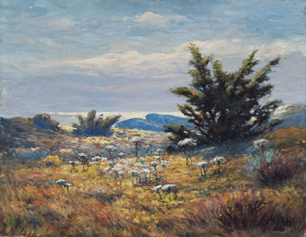 John Calvin Stevens (1855‱940), "Joe Pie Weed (Delano Park),†1908, oil on canvas, 14 7/16 by 18 7/16 inches. Portland Museum of Art.