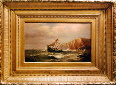 Charles Henry Gifford's 1872 view of a ship in a stormy sea off a Grand Manan Island cliff sold for $5,557.