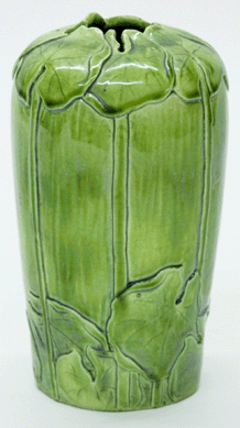 The green glaze imitates the color of spring on this vase with cyclamen. Courtesy of a New York private collection.