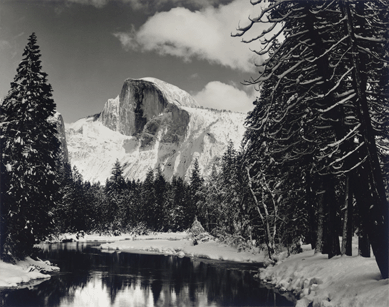 Ansel Adams, "Half-Dome, Merced River Winter, Yosemite,†1938, gelatin silver print, achieved $30,000.