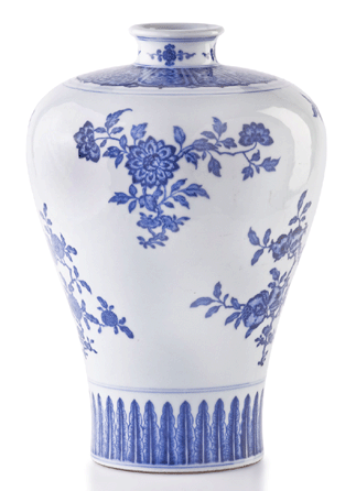 An imperial blue and white meiping China, Qianlong six-character seal mark and of the period, brought $1.16 million.